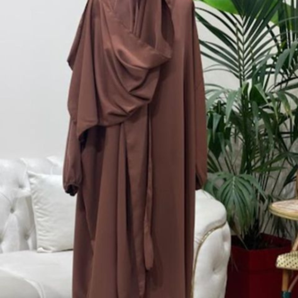 abaya-voile-integre-marron